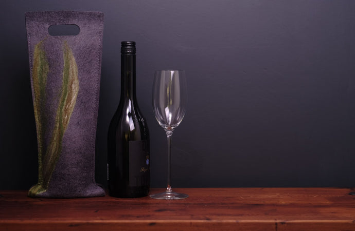 free flowing greens with silk - wine wallet